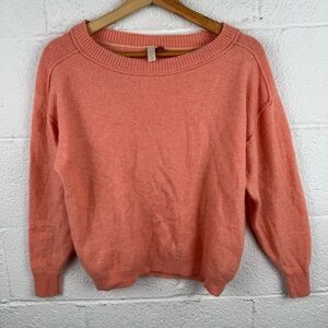 Anthropologie Pilcro 100% Cashmere Crewneck Sweater | Peach Coral | Size S